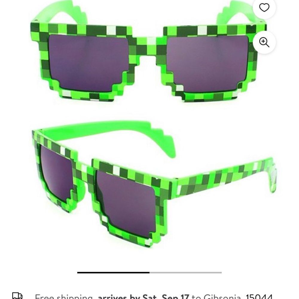 Bid Kids Ender Toys Brand Green Pixel Minecraft Sunglasses